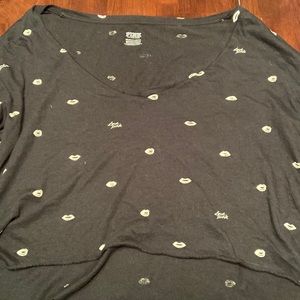 Pink- Victoria’s Secret black and white lips, crop top